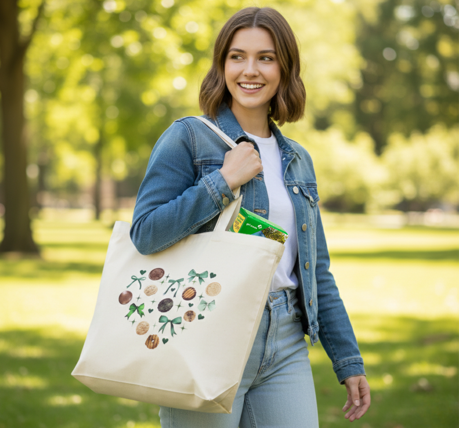 Heart Girl Scout Cookie Tote | Organic Canvas Market Bag
