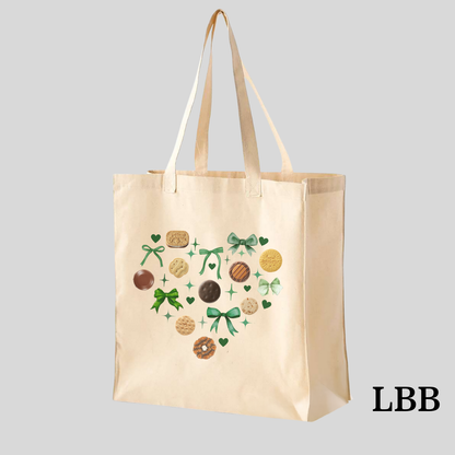 Heart Girl Scout Cookie Tote | Organic Canvas Market Bag