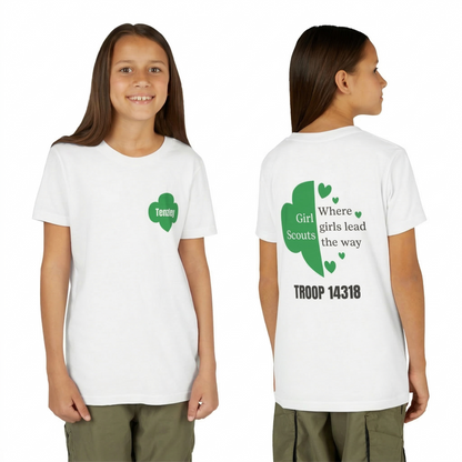 Personalized Girl Scout Trefoil Troop Tee | Girls Lead the Way -Youth