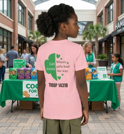 Personalized Girl Scout Trefoil Troop Tee | Girls Lead the Way -Youth