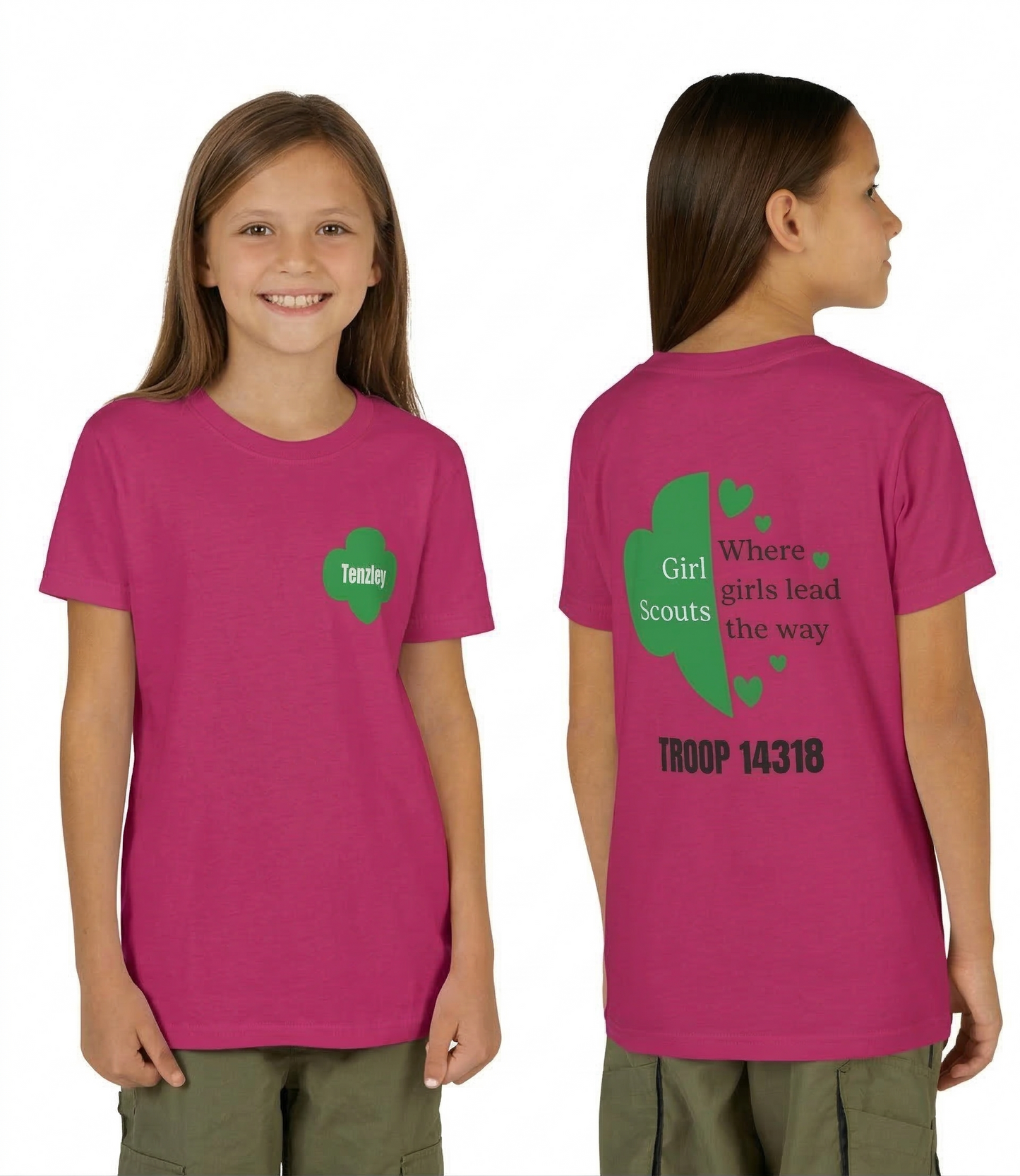 Personalized Girl Scout Trefoil Troop Tee | Girls Lead the Way -Youth