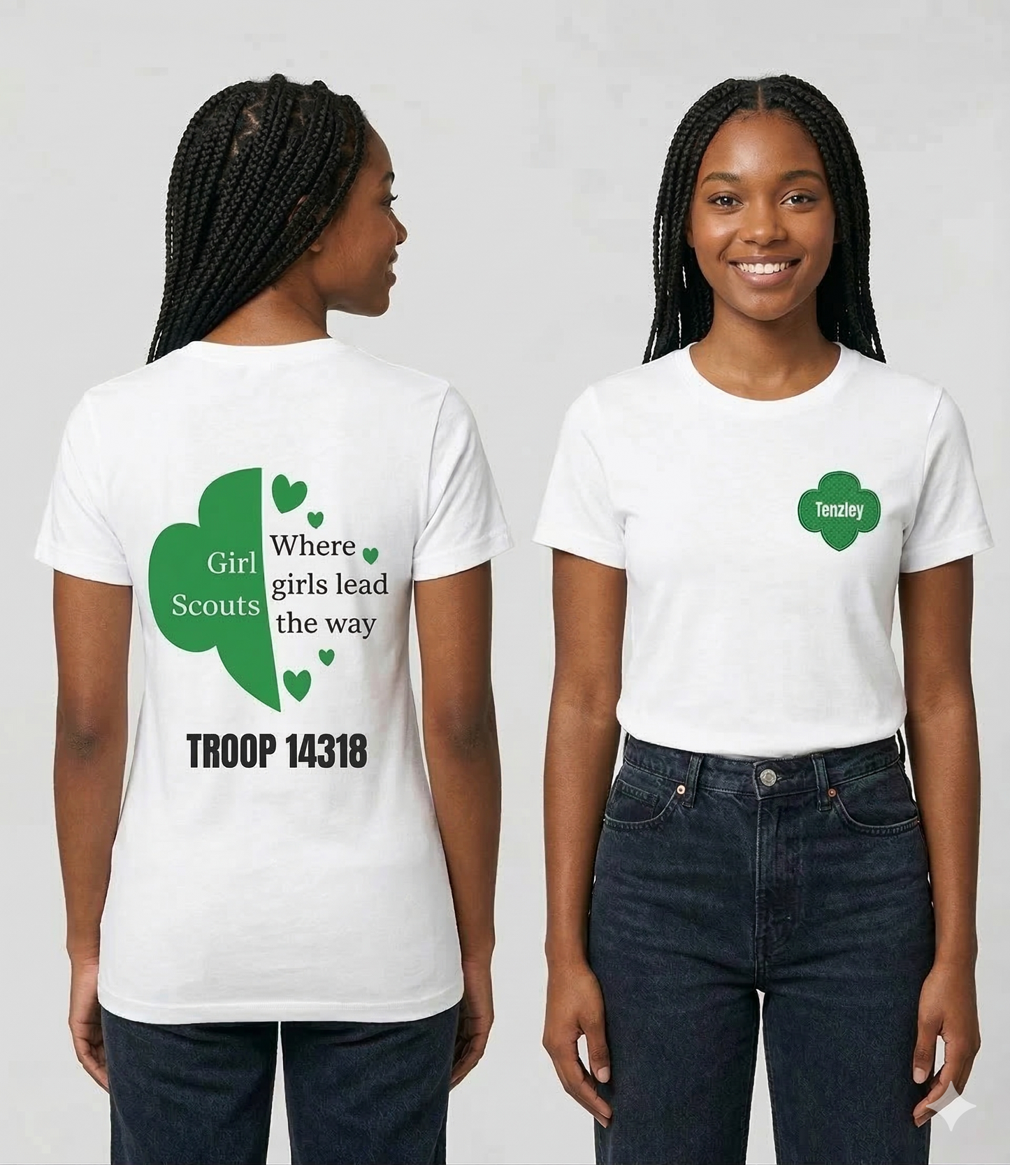 Personalized Girl Scout Trefoil Troop Tee | Girls Lead the Way - Women's