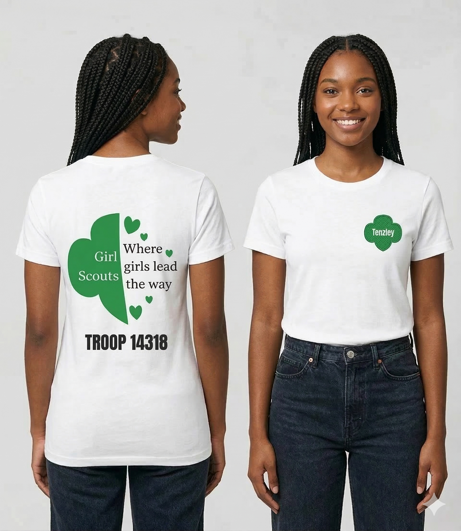 Personalized Girl Scout Trefoil Troop Tee | Girls Lead the Way - Women's