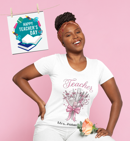 Teacher Appreciation Tee | Personalized Bow Teacher Shirt