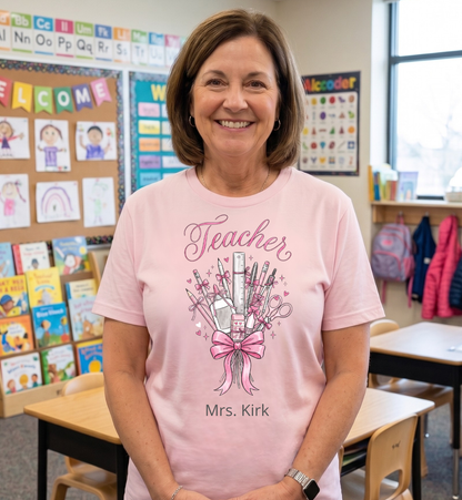 Teacher Appreciation Tee | Personalized Bow Teacher Shirt