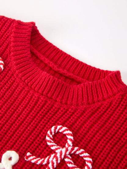 Mommy and Me Sweaters | Red Merry & Bows: Adult neckline and bow texture