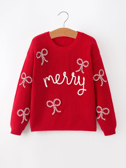 Mommy and Me Sweaters | Red Merry & Bows: Child pullover front on hanger