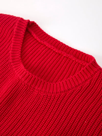 Mommy and Me Sweaters | Red Merry & Bows: Child ribbed neckline detail