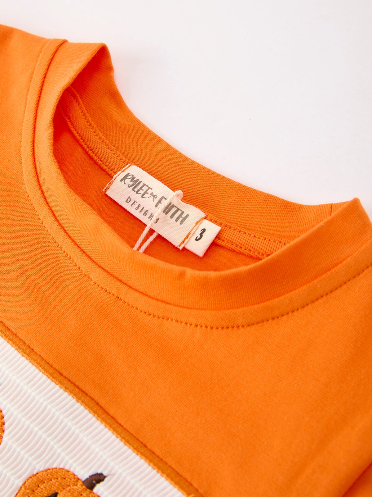 Boys Halloween Outfit | Pumpkin Plaid Pants: Orange round neckline and label