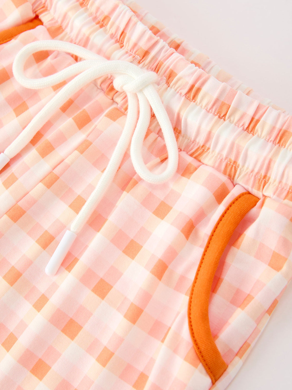 Boys Halloween Outfit | Pumpkin Plaid Pants: Plaid pants waistband drawstring and pocket