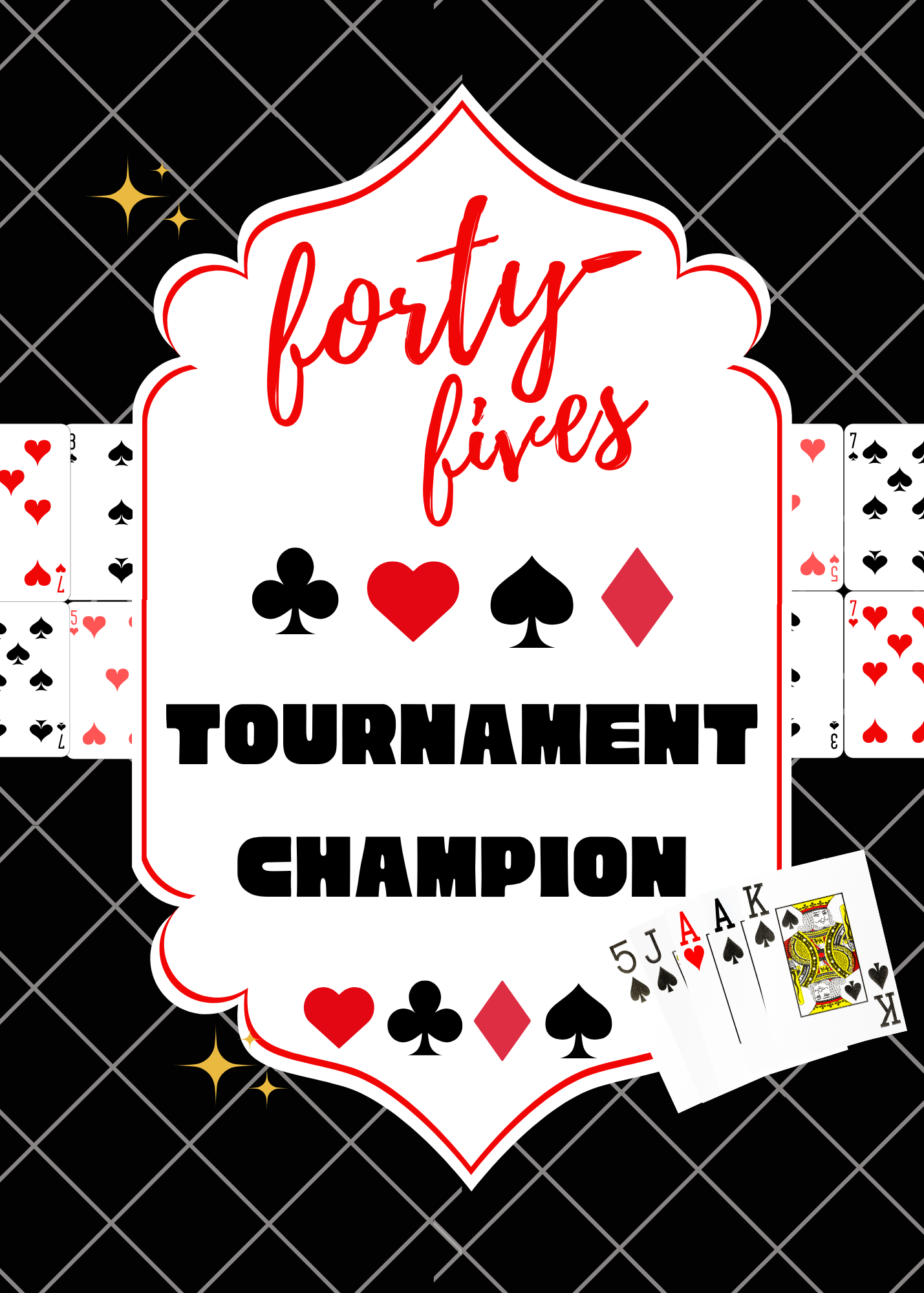 Forty-Fives Tournament Champion - Black Background - Unisex T-Shirt