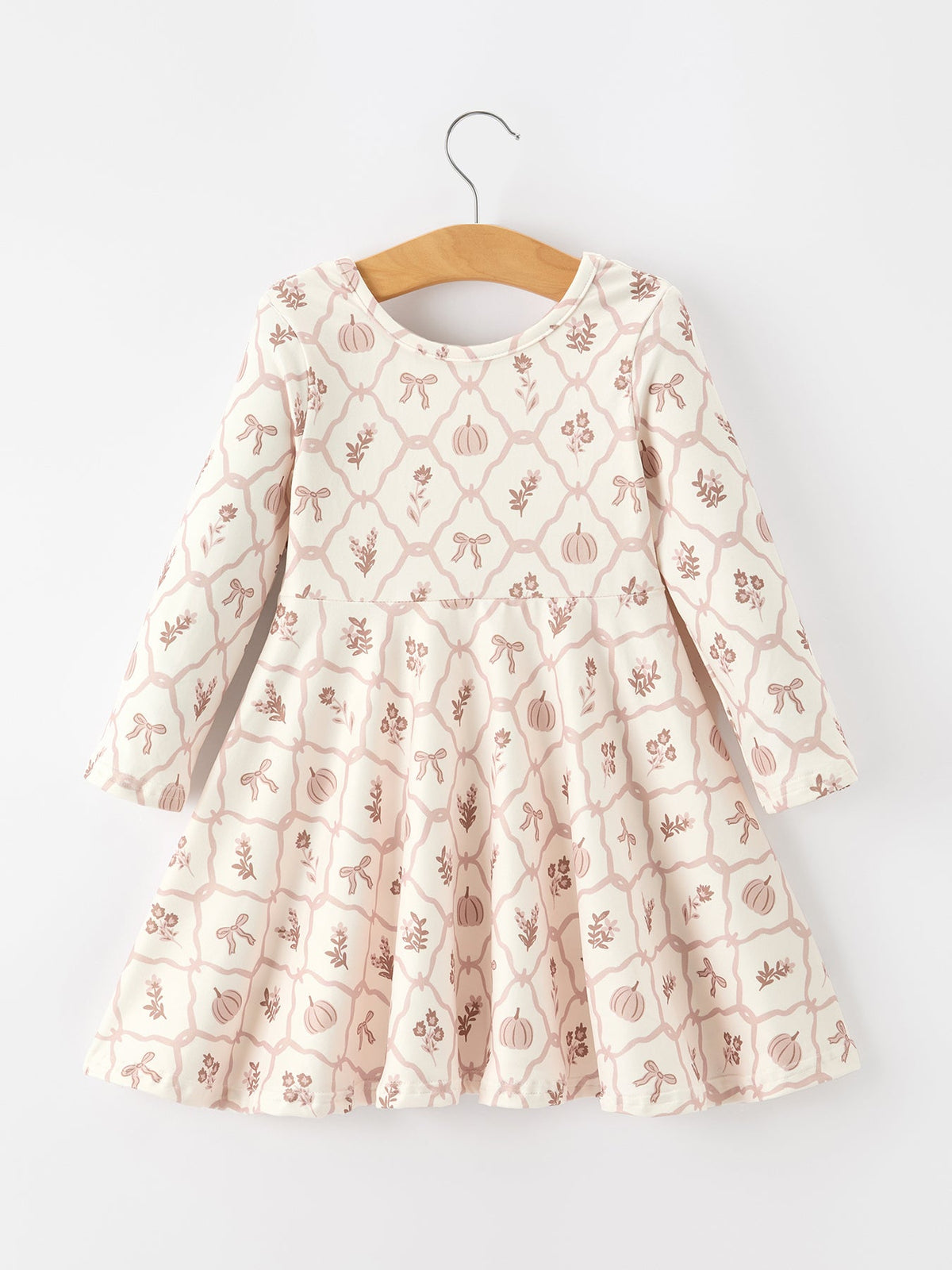 Girls Fall Dress | Pumpkin Bow Twirl: Back on hanger