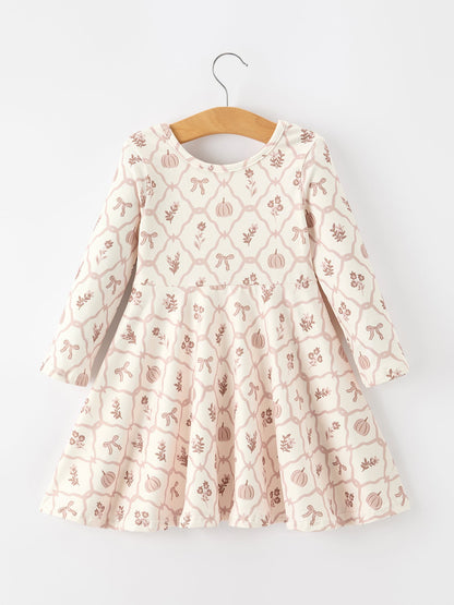 Girls Fall Dress | Pumpkin Bow Twirl: Back on hanger
