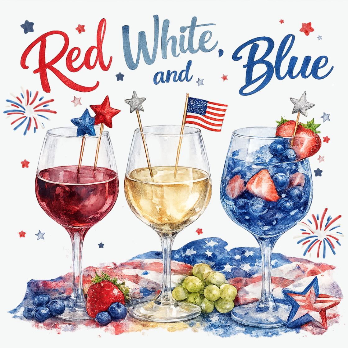 Red White Blue Wine Patriotic Wine Shirt | Women’s Tee