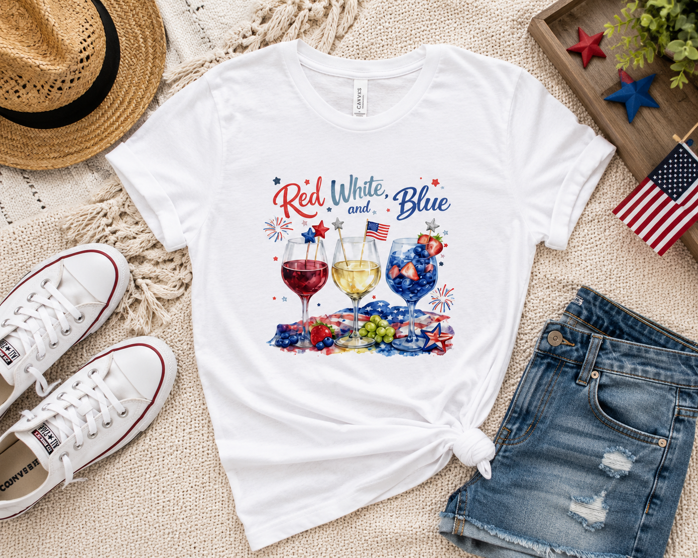 Red White Blue Wine Patriotic Wine Shirt | Women’s Tee