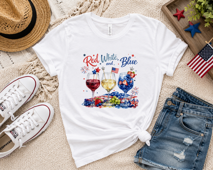Red White Blue Wine Patriotic Wine Shirt | Women’s Tee