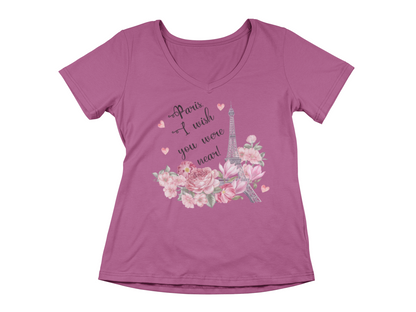 Paris, I Wish You Were Near! | Women's V-neck  Paris Shirt