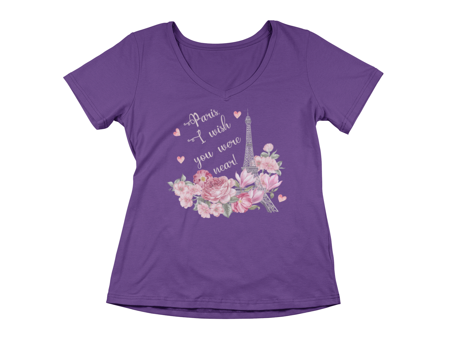Paris, I Wish You Were Near! | Women's V-neck  Paris Shirt
