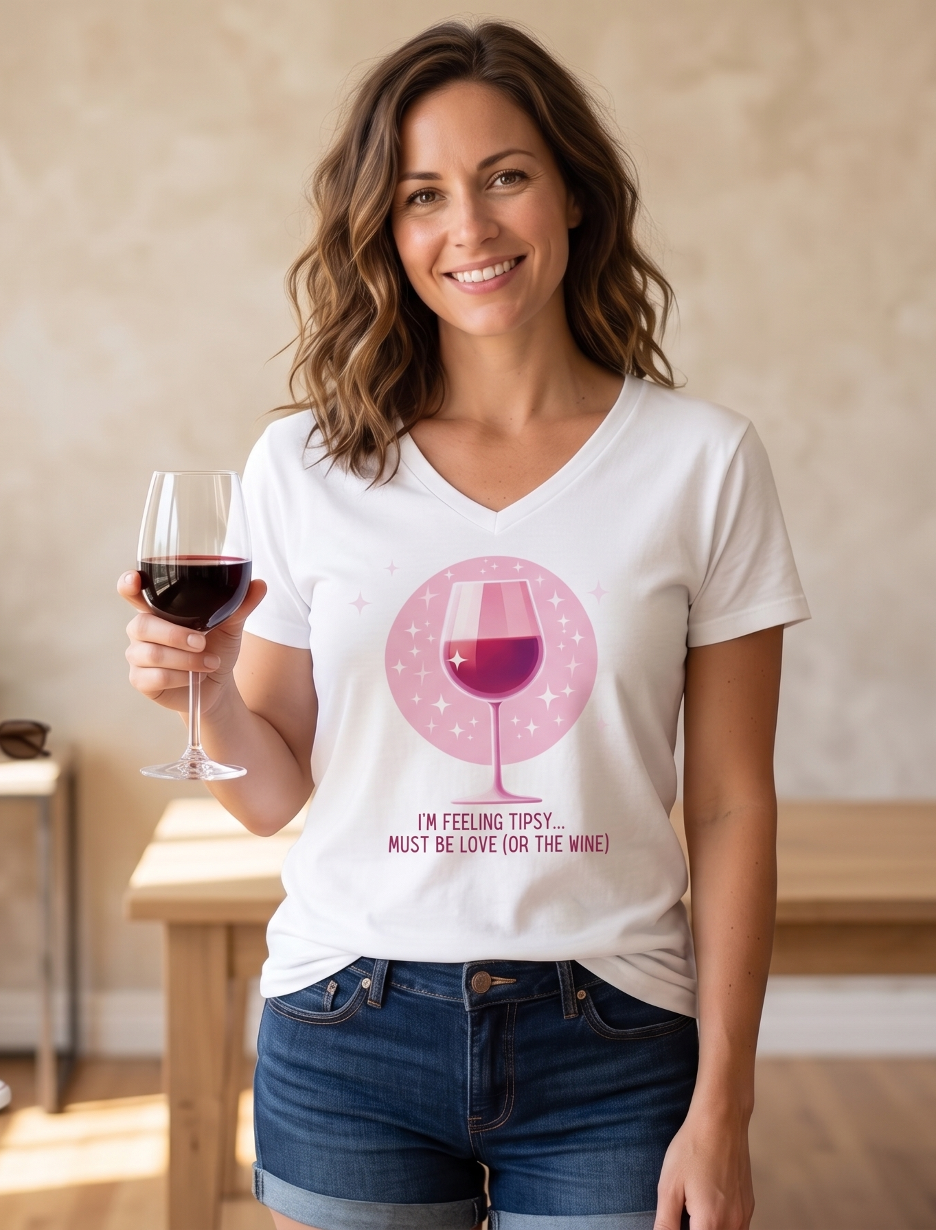 I'm Feeling Tipsy... Must Be Love (or the Wine) Wine Shirt | Women's V-neck Tee