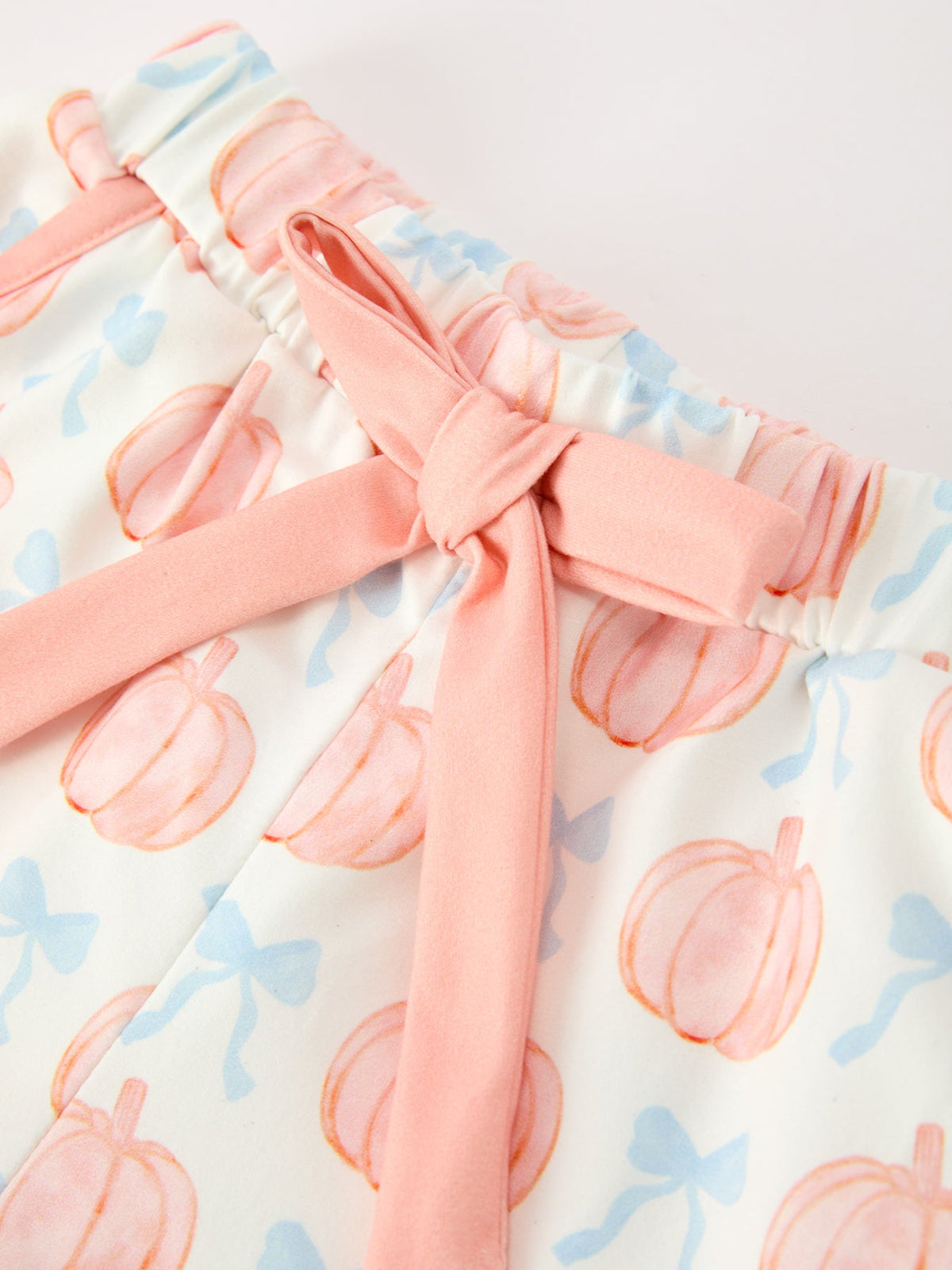 Mommy and Me Pajamas | Pastel Pumpkin Shorts: Shorts waist bow detail