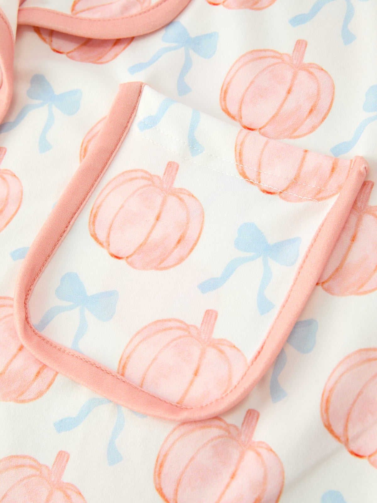 Mommy and Me Pajamas | Pastel Pumpkin Shorts: Child chest pocket and pumpkin print