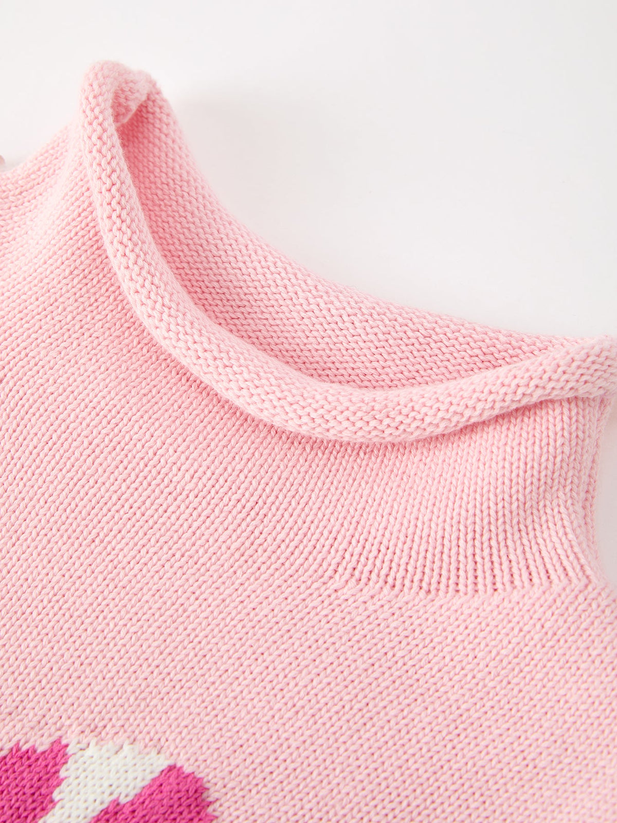Girls pink cotton candy cane bow knit Christmas sweater, additional product photograph 3