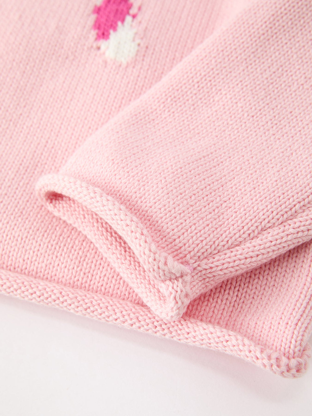 Girls pink cotton candy cane bow knit Christmas sweater, additional product photograph 5