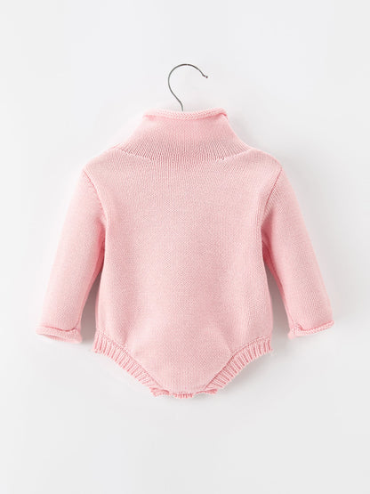 Baby cotton candy cane bow knit Christmas romper, additional product photograph 2