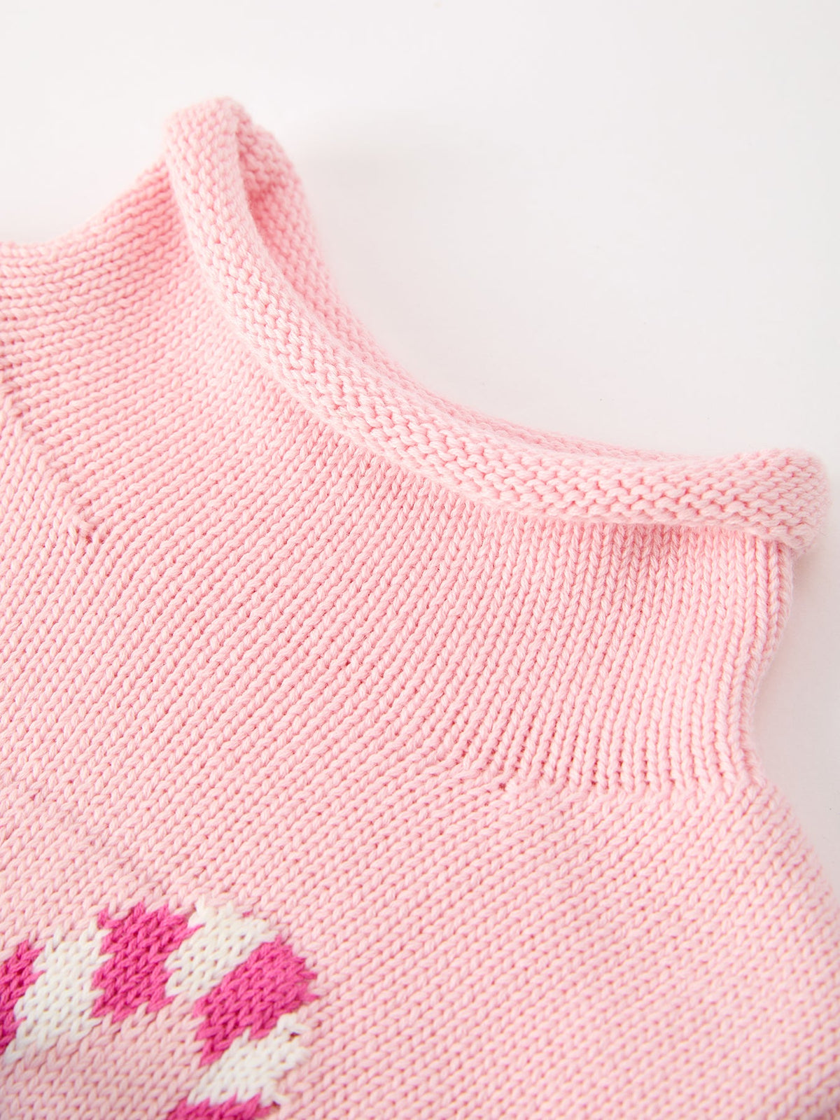 Baby cotton candy cane bow knit Christmas romper, additional product photograph 3