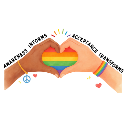Awareness Informs, Acceptance Transforms Unisex Pride Tee