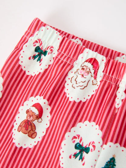 Mommy and Me Pajamas | Santa Faux Fur Trim: Elastic waistband detail