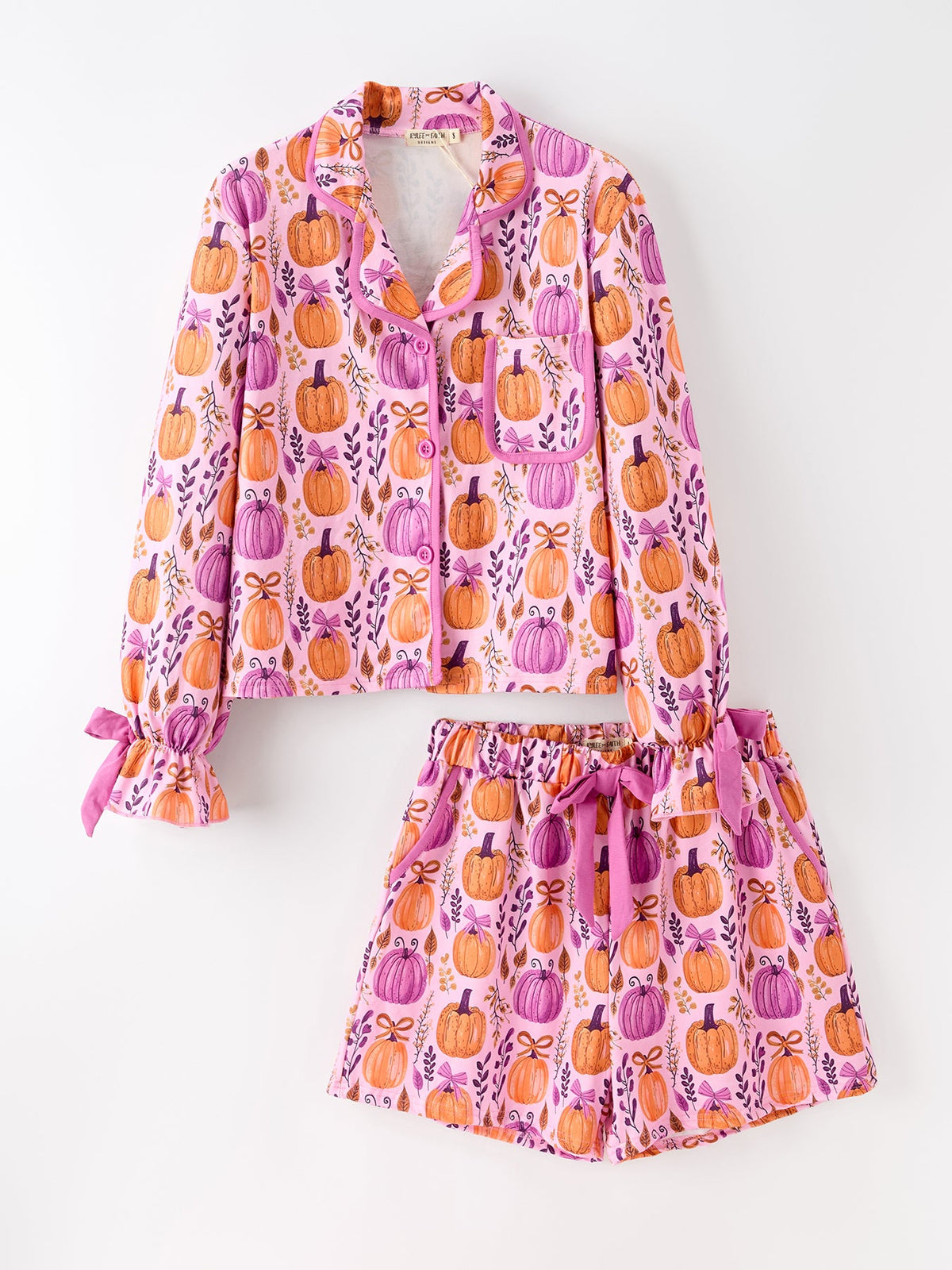 Halloween pumpkin matching pajama set for adult and child, additional product photograph 2