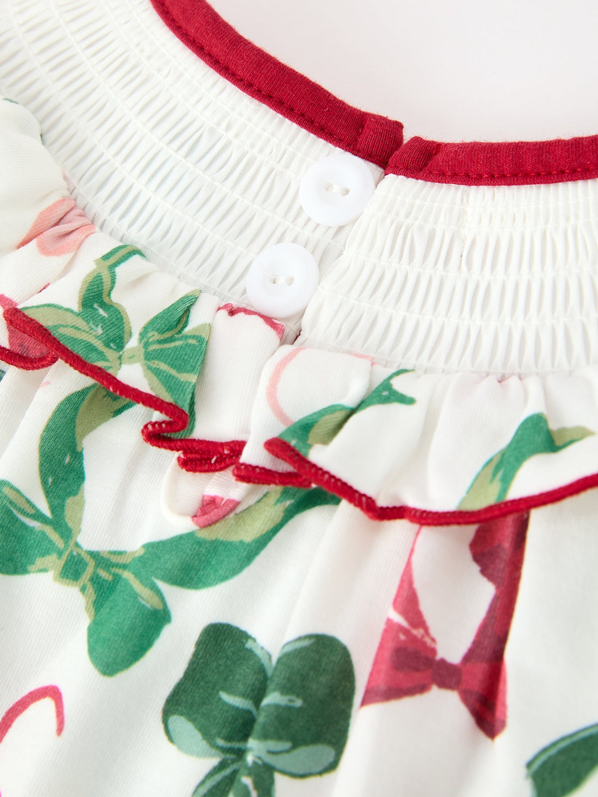 Baby Holly Jolly bubble romper with embroidered neckline and snaps, additional product photograph 5
