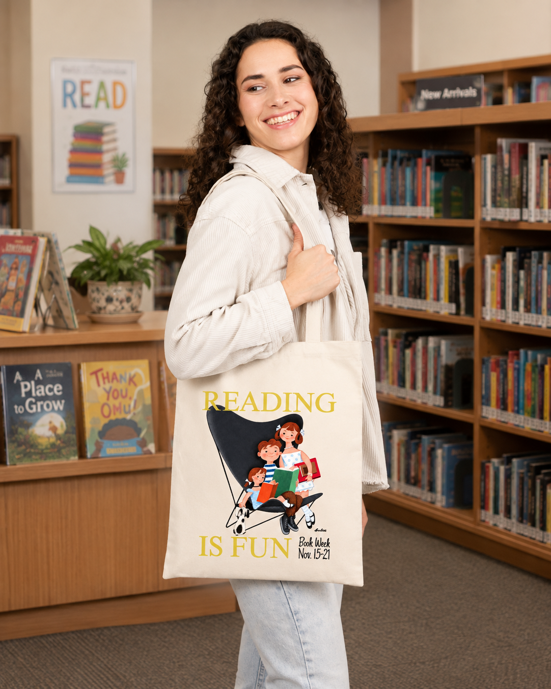 Reading Is Fun Retro Book Tote Bag (1953)