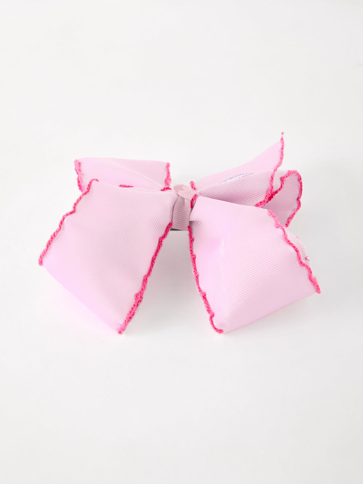 Christmas Hair Bow | Santa Embroidered 6.25 Inch: Pink bow back view