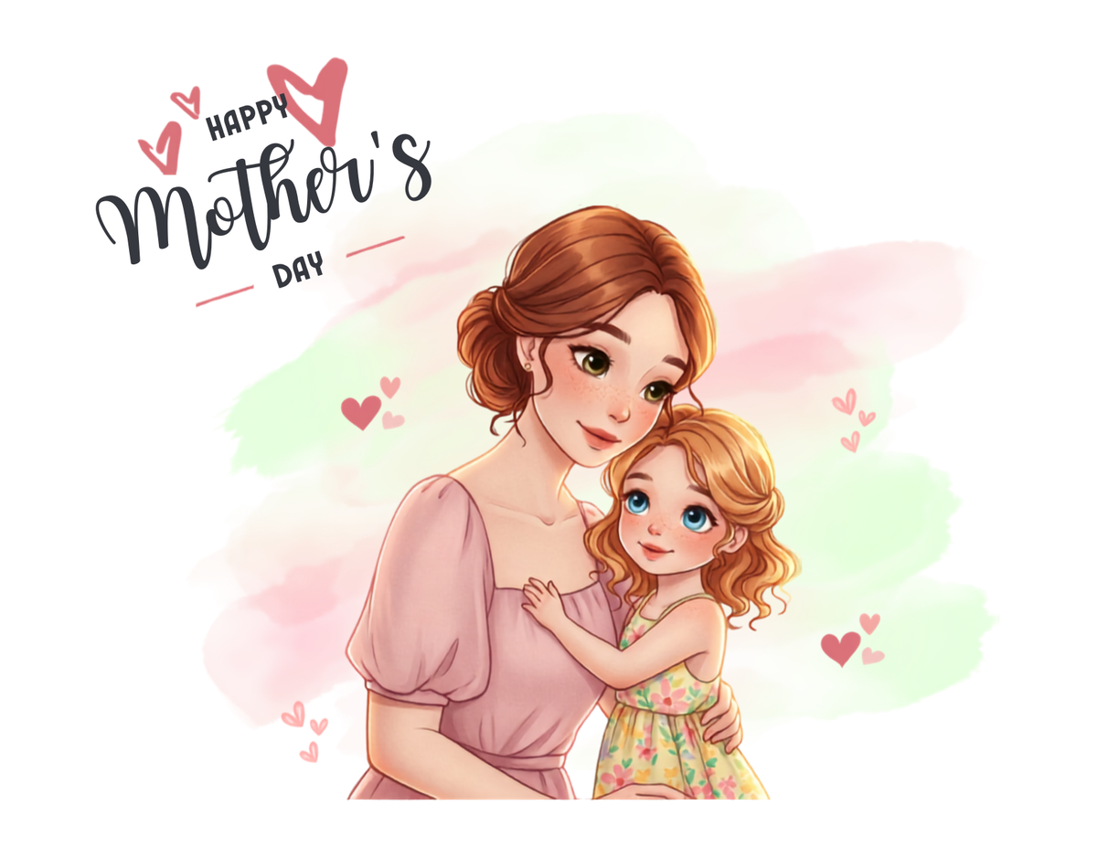 Happy Mother's Day Mom & Daughter Hug V-Neck T-Shirt
