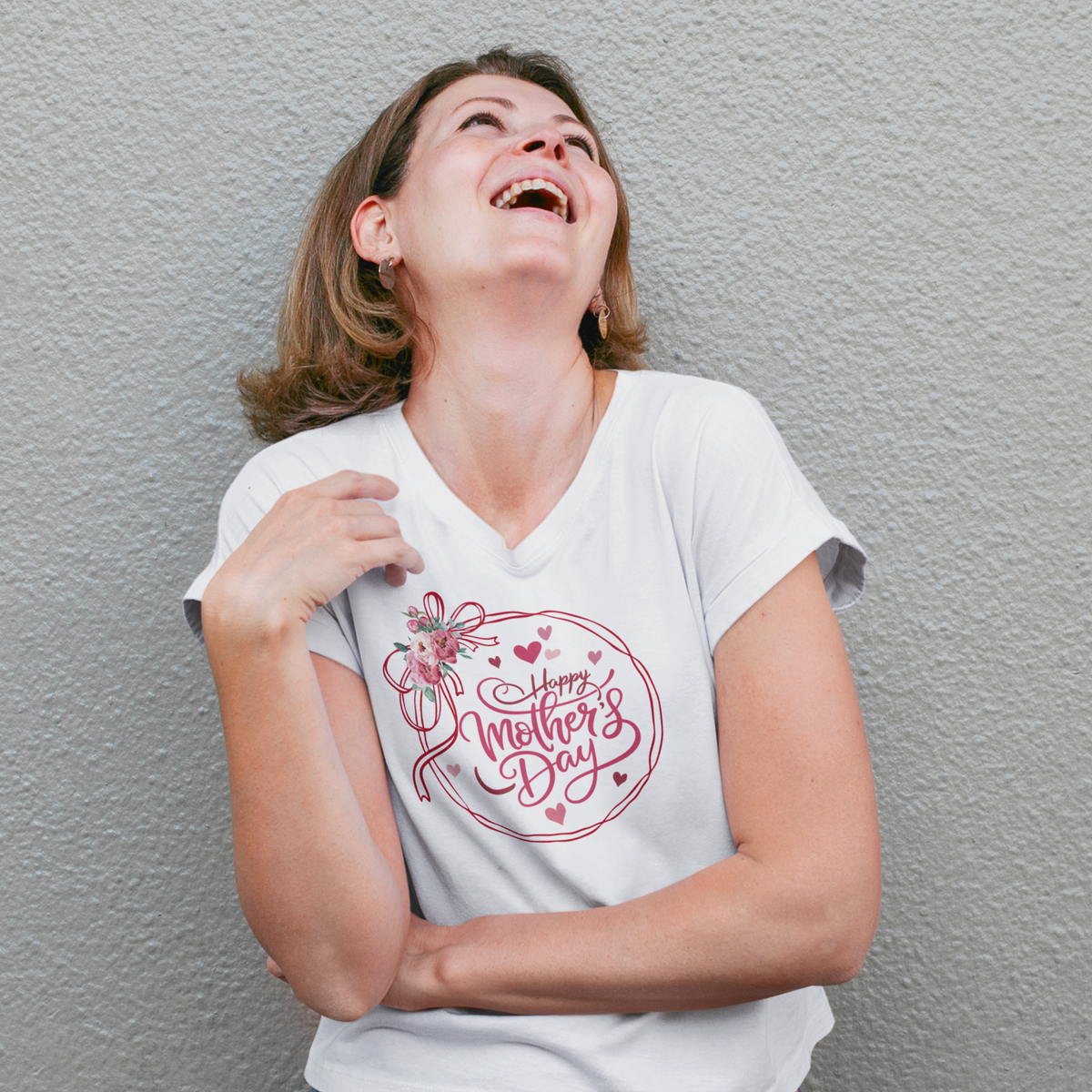 Happy Mother's Day Peonies V-Neck T-Shirt