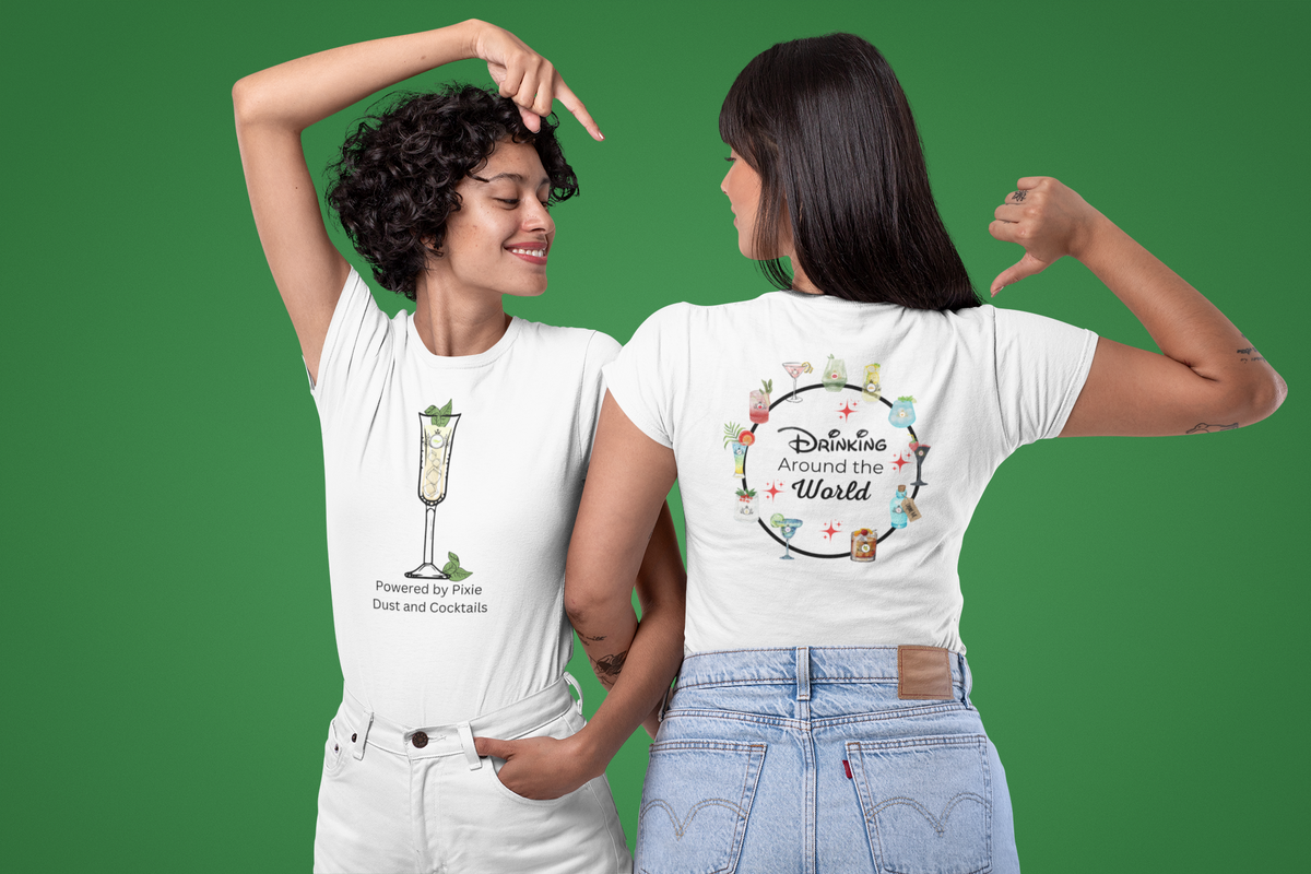 Pixie Dust and Cocktails Shirt - Double-Sided Drinking Around the World Tee