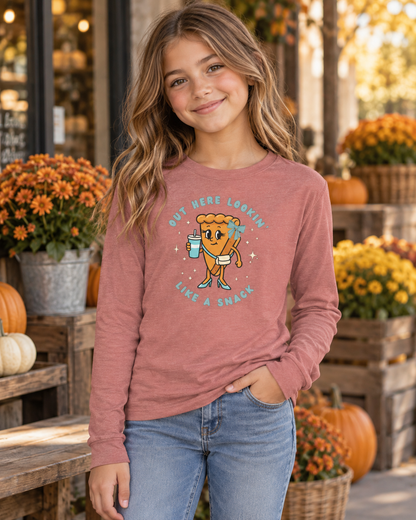Pumpkin Pie Youth Shirt | Out Here Lookin’ Like a Snack Long Sleeve Tee
