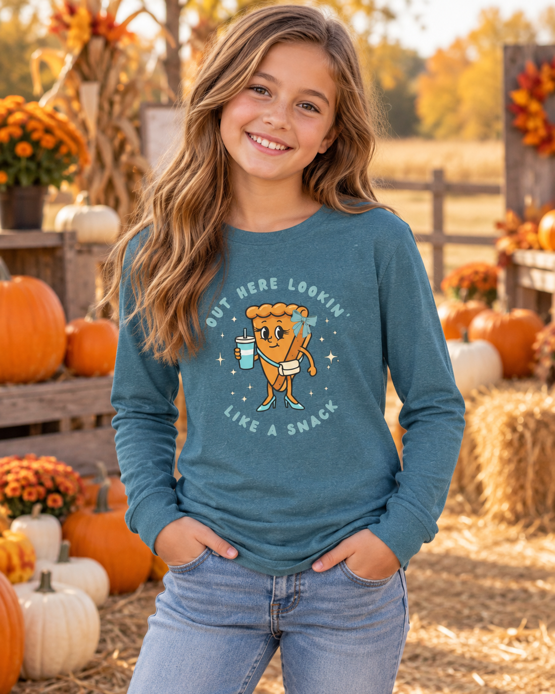 Pumpkin Pie Youth Shirt | Out Here Lookin’ Like a Snack Long Sleeve Tee