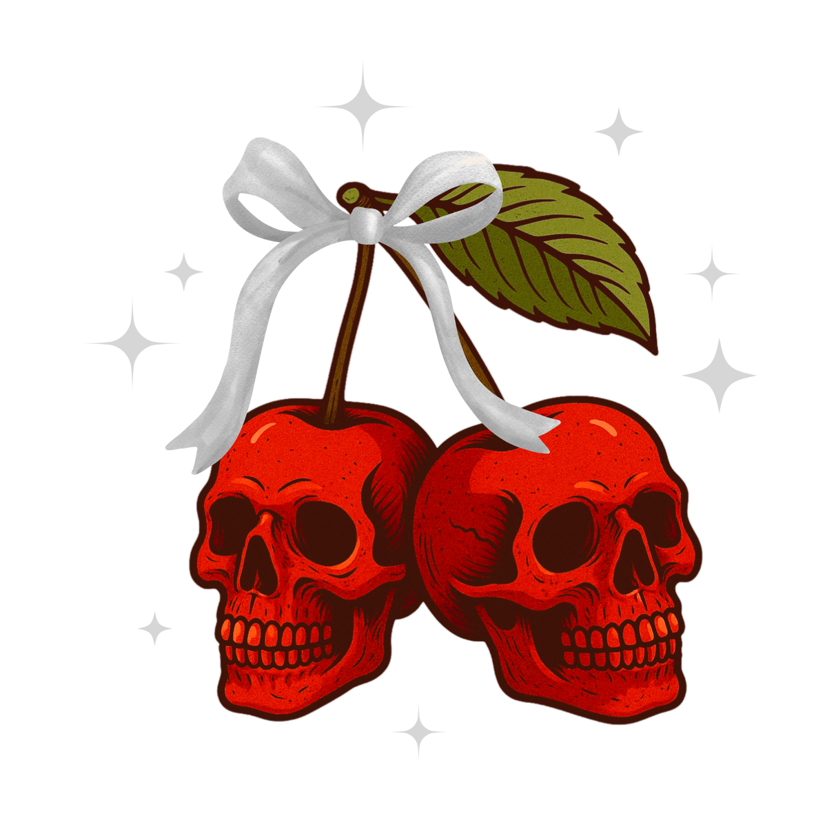 Halloween Skull Sweatshirt | Cherry Skull Women’s French Terry Crewneck