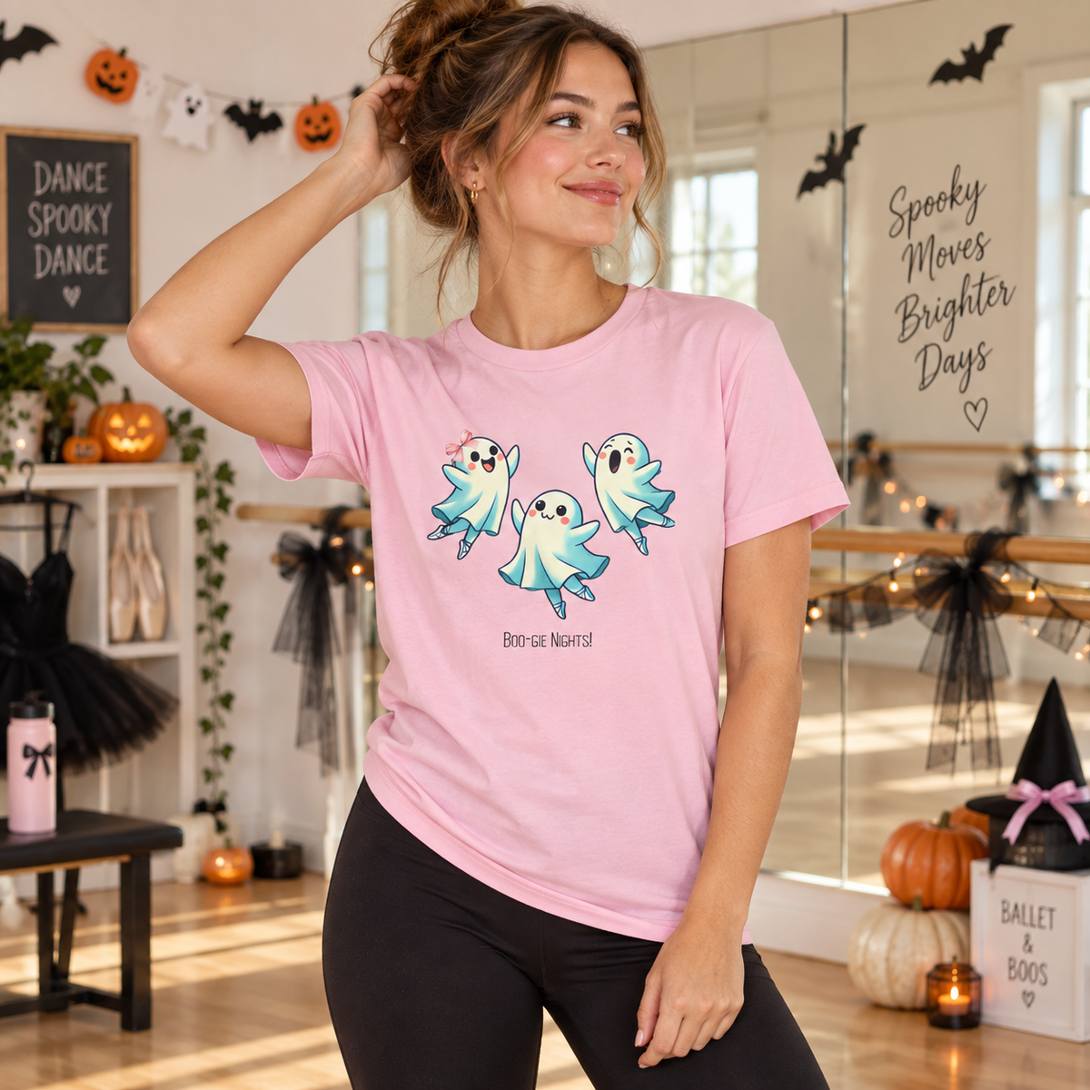 Halloween Dance Shirt for Women | Boo-gie Nights Ghost Ballerina Tee