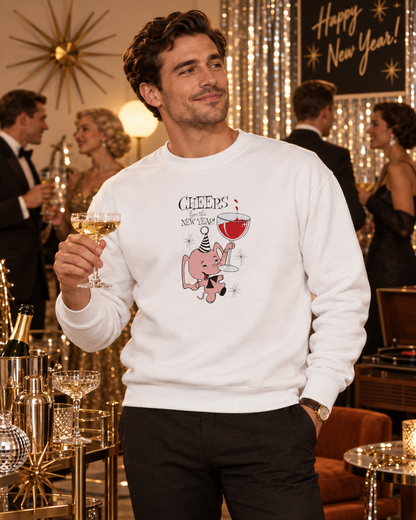 New Year Sweatshirt | Retro Cheers Mid-Century Crewneck