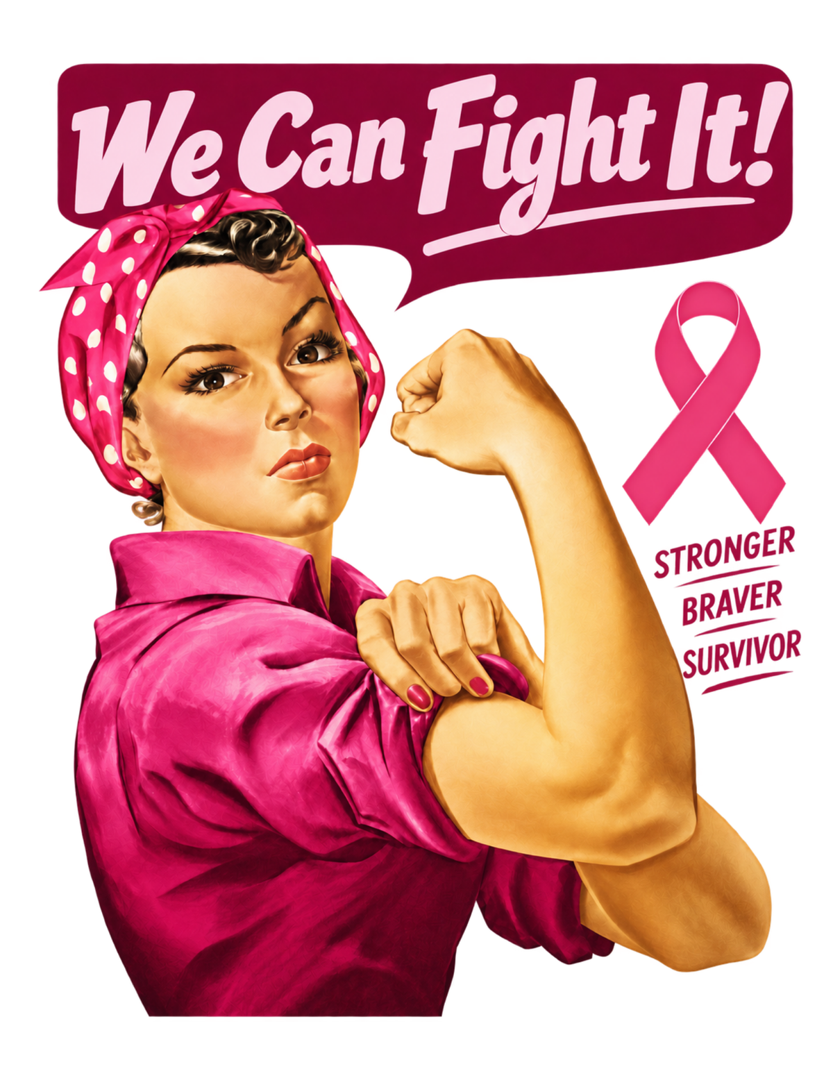 We Can Fight It Breast Cancer Awareness Shirt | Vintage Riveter Women’s Tee