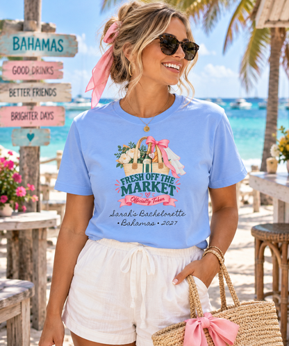 Personalized Fresh Off the Market Shirt | Bride to Be Bachelorette Tee