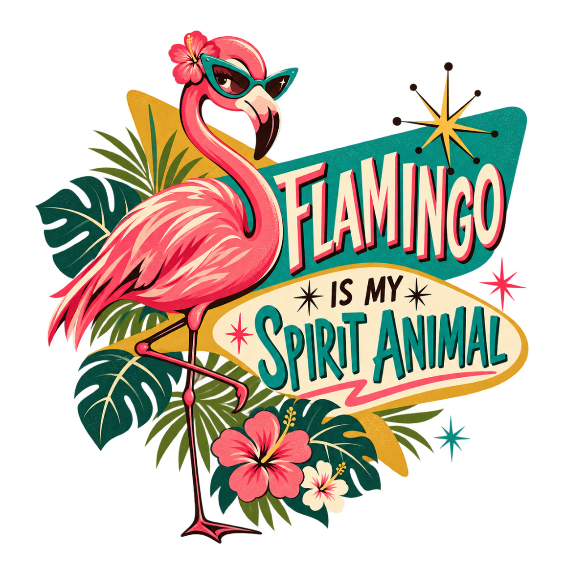 Flamingo Is My Spirit Animal | Women's Retro Flamingo Shirt