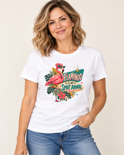Flamingo Is My Spirit Animal | Women's Retro Flamingo Shirt