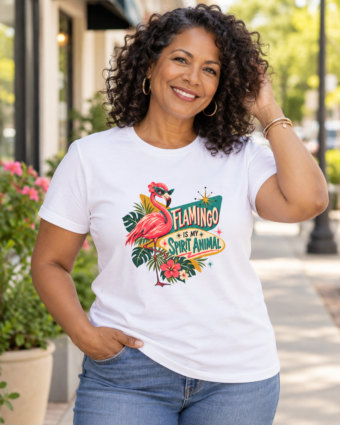 Flamingo Is My Spirit Animal | Women's Retro Flamingo Shirt