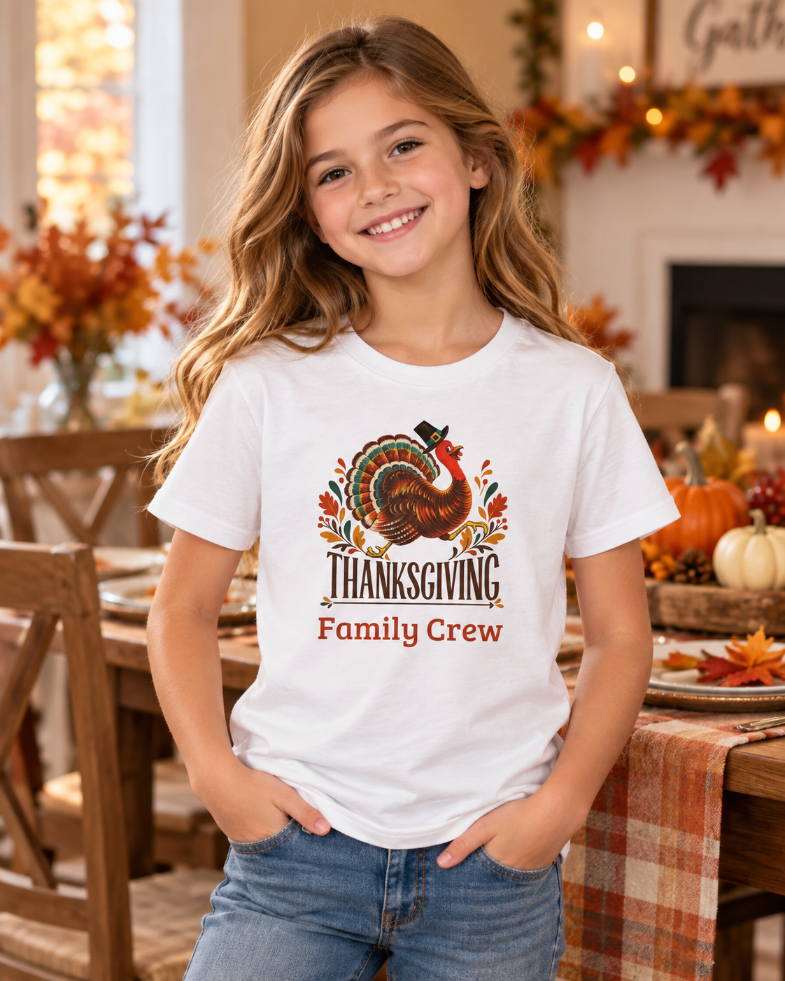 Personalized Thanksgiving Youth Shirt | Matching Family Crew Youth Tee