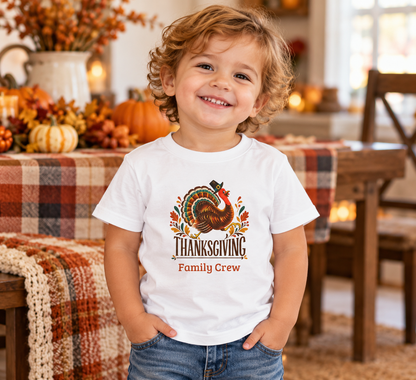 Personalized Thanksgiving Toddler Shirt | Matching Family Crew Tee